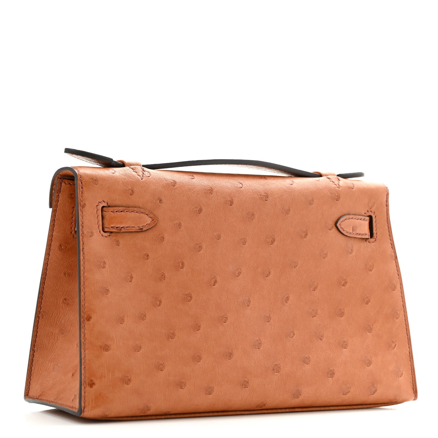 Ostrich Kelly Pochette Cognac