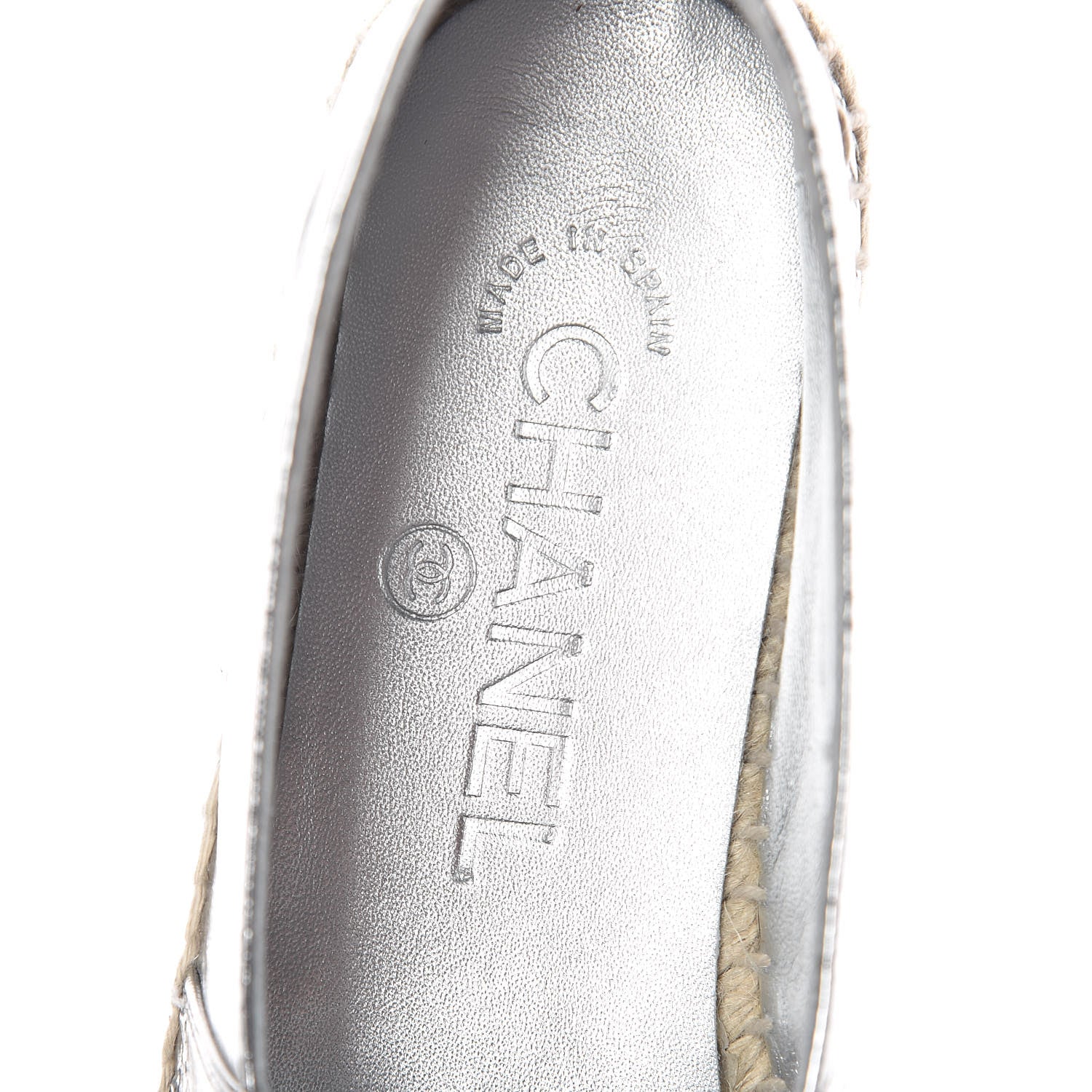 Chanel Laminated Goatskin CC Espadrilles 35 Silver 5 of 11