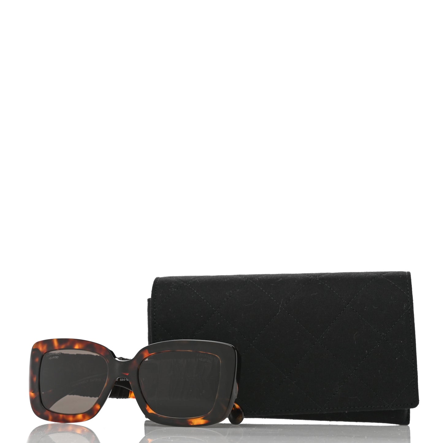 Acetate Calfskin Polarized Square Sunglasses 5473-Q Tortoise