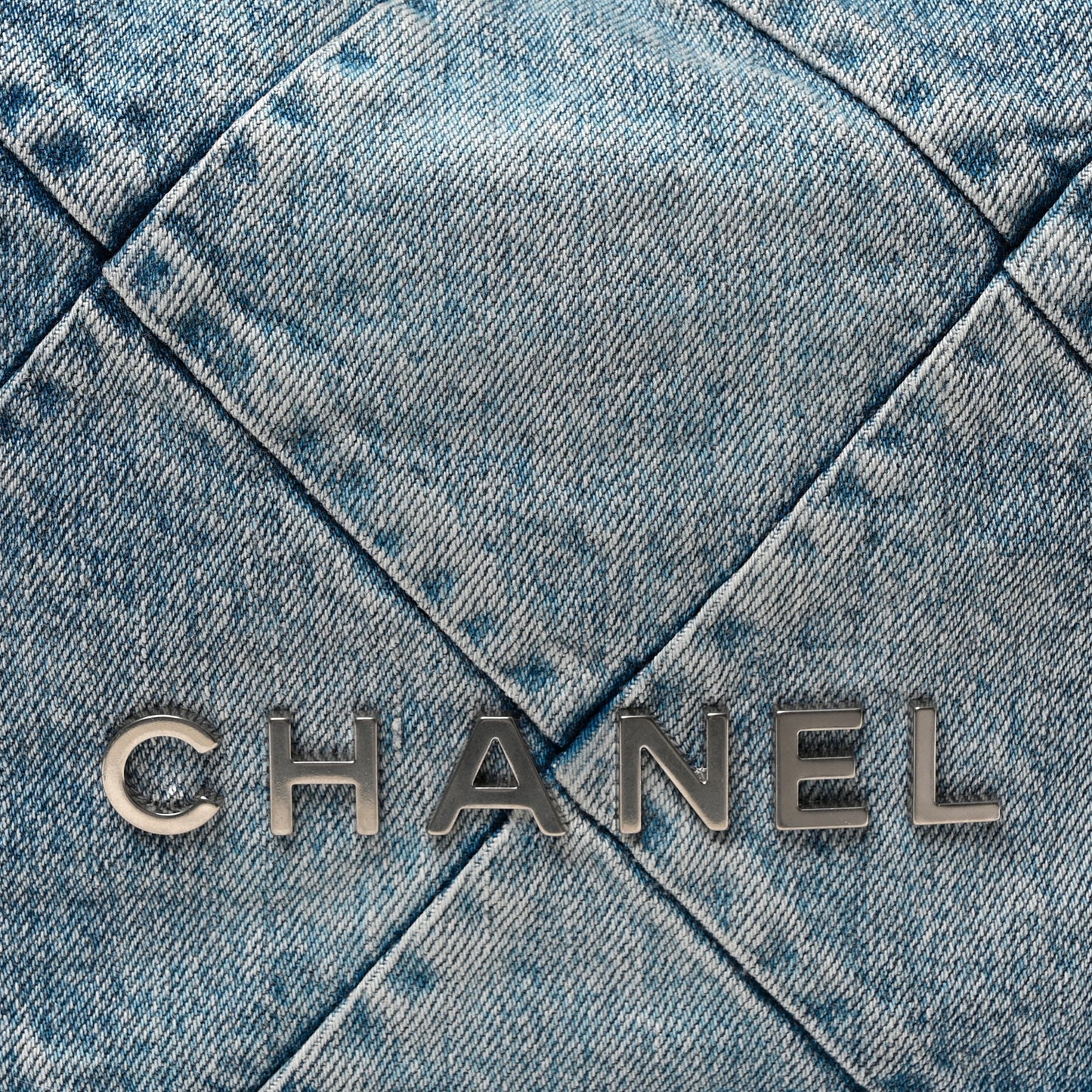 Denim Quilted Small Chanel 22 Blue
