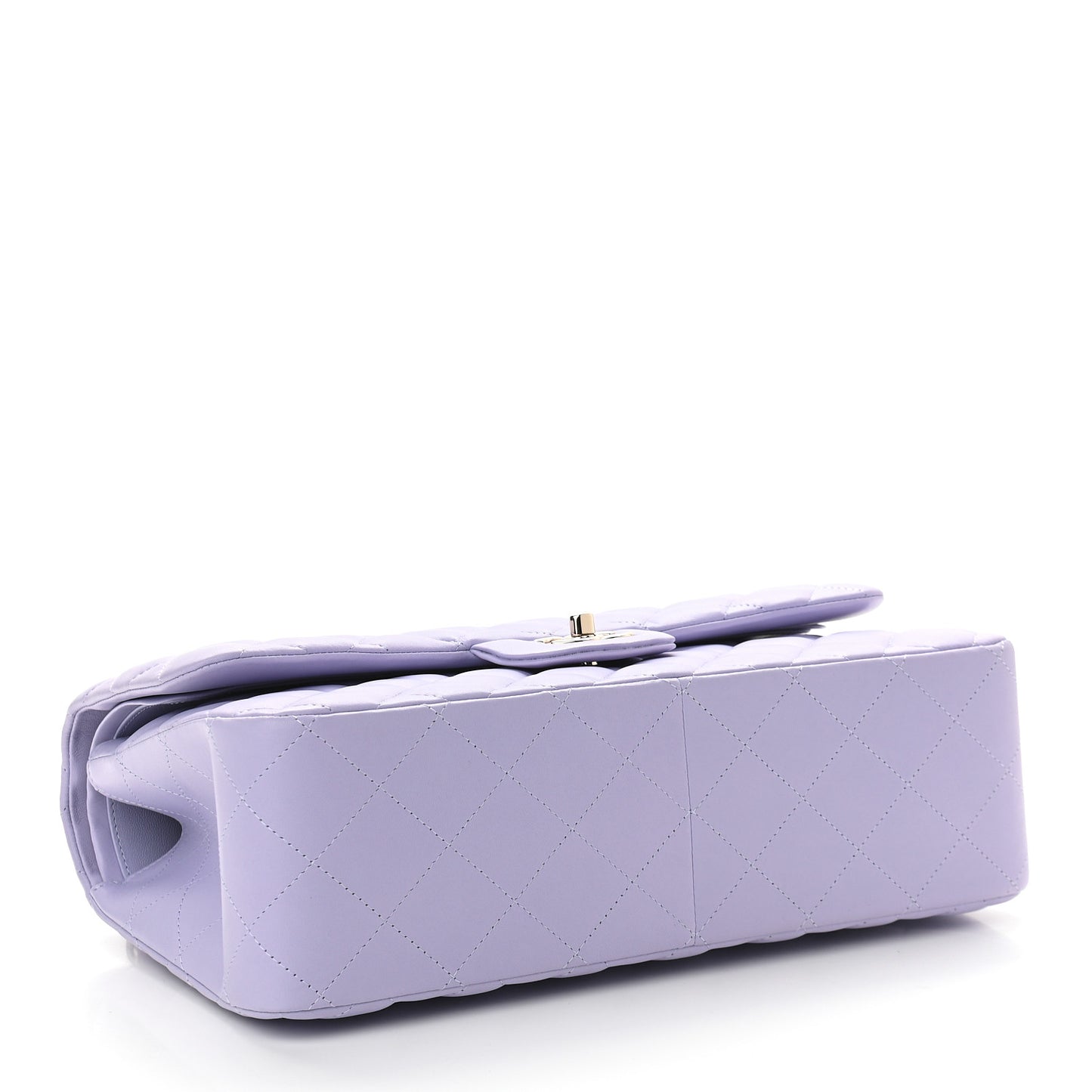 Lambskin Quilted Jumbo Double Flap Light Purple