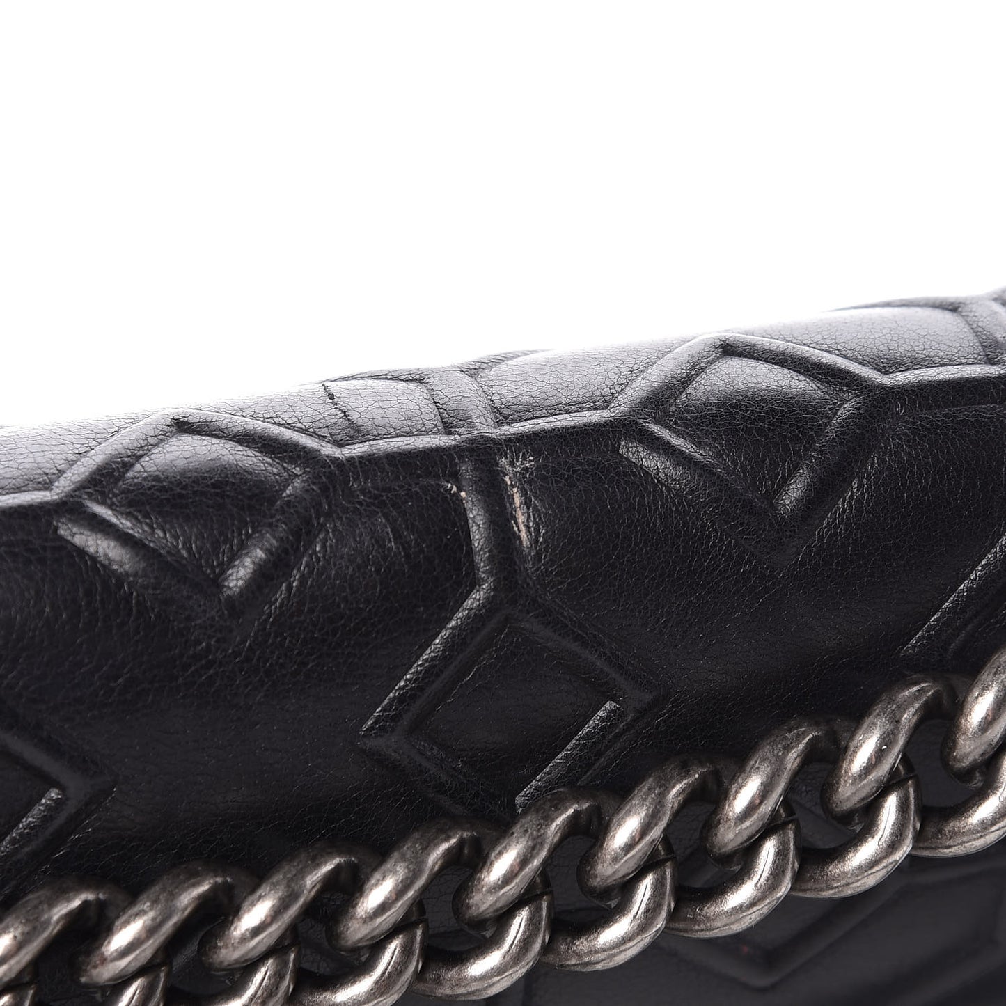 Calfskin Crystal Embossed Medium Boy Flap Black