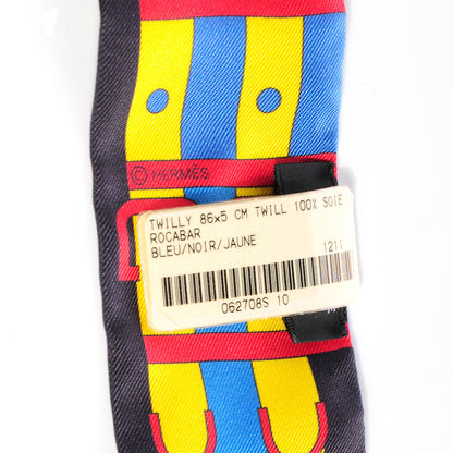 Hermes Silk Rocabar Twilly Bleu Noir Jaune 3 of 6