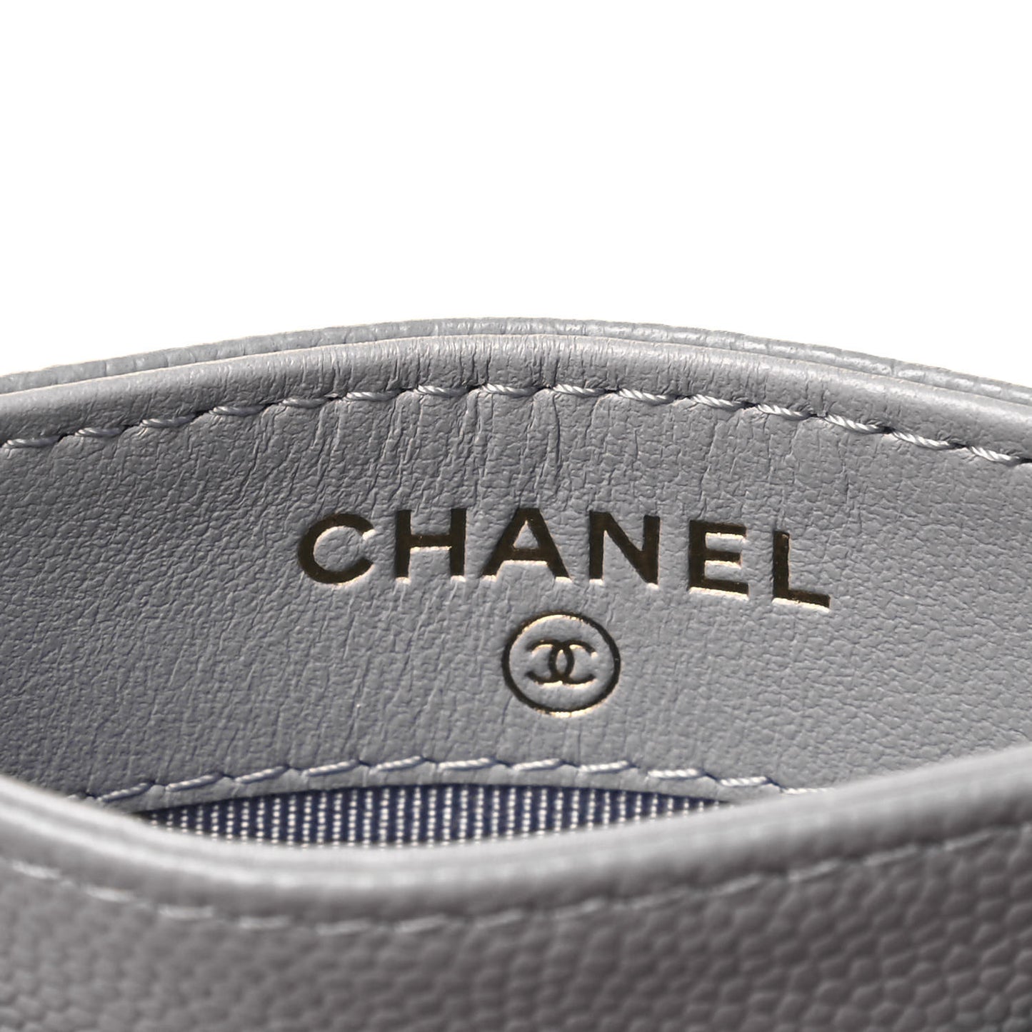 Caviar Quilted Card Holder Grey