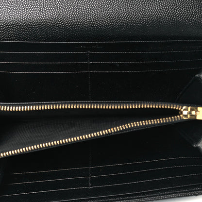 Saint Laurent Grain De Poudre Matelasse Chevron Monogram Flap Wallet Black 5 of 8