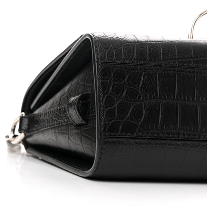 Alexander McQueen Calfskin Crocodile Embossed The Story Shoulder Bag Black 8 of 9