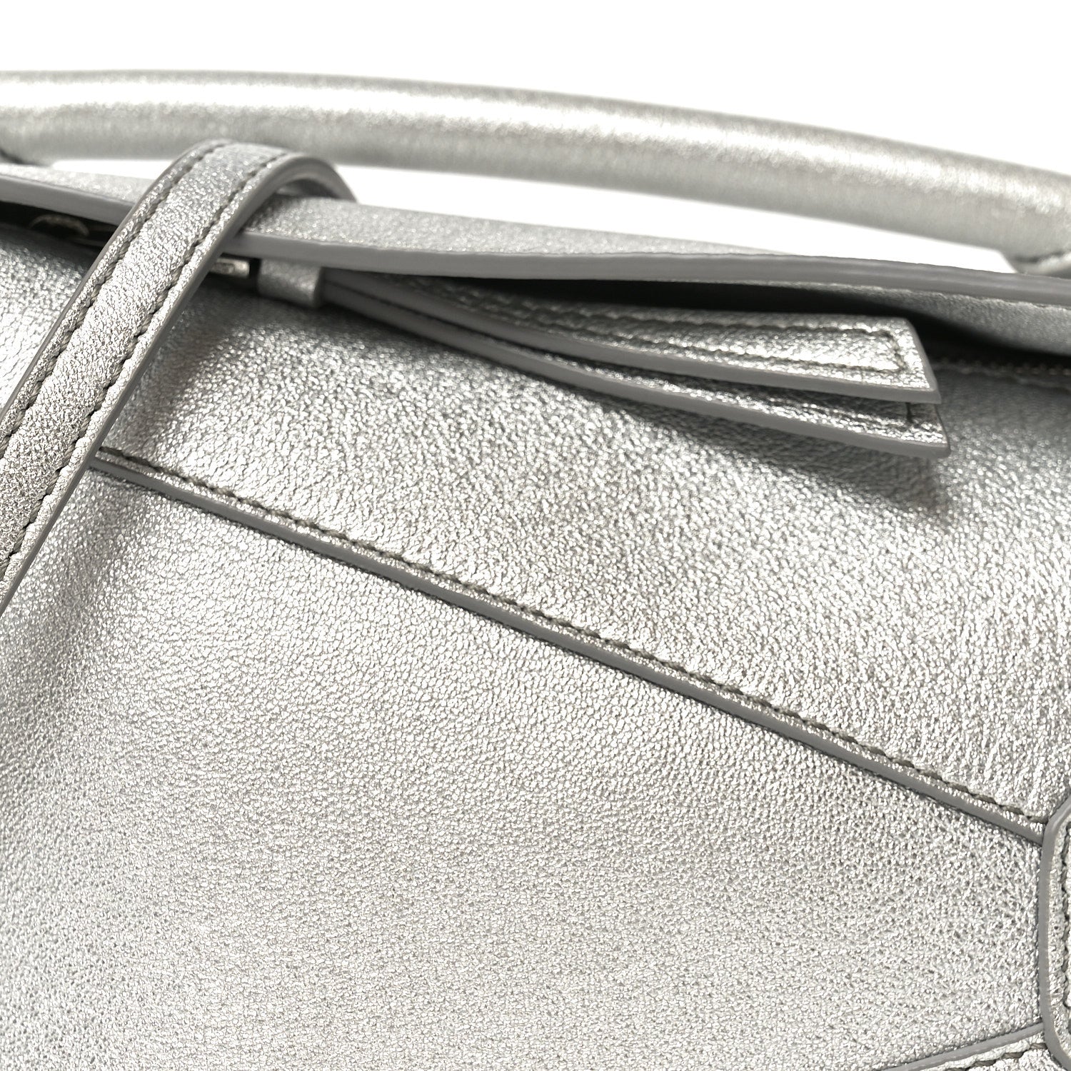 Loewe Laminated Lambskin Mini Puzzle Edge Bag Silver 1885174