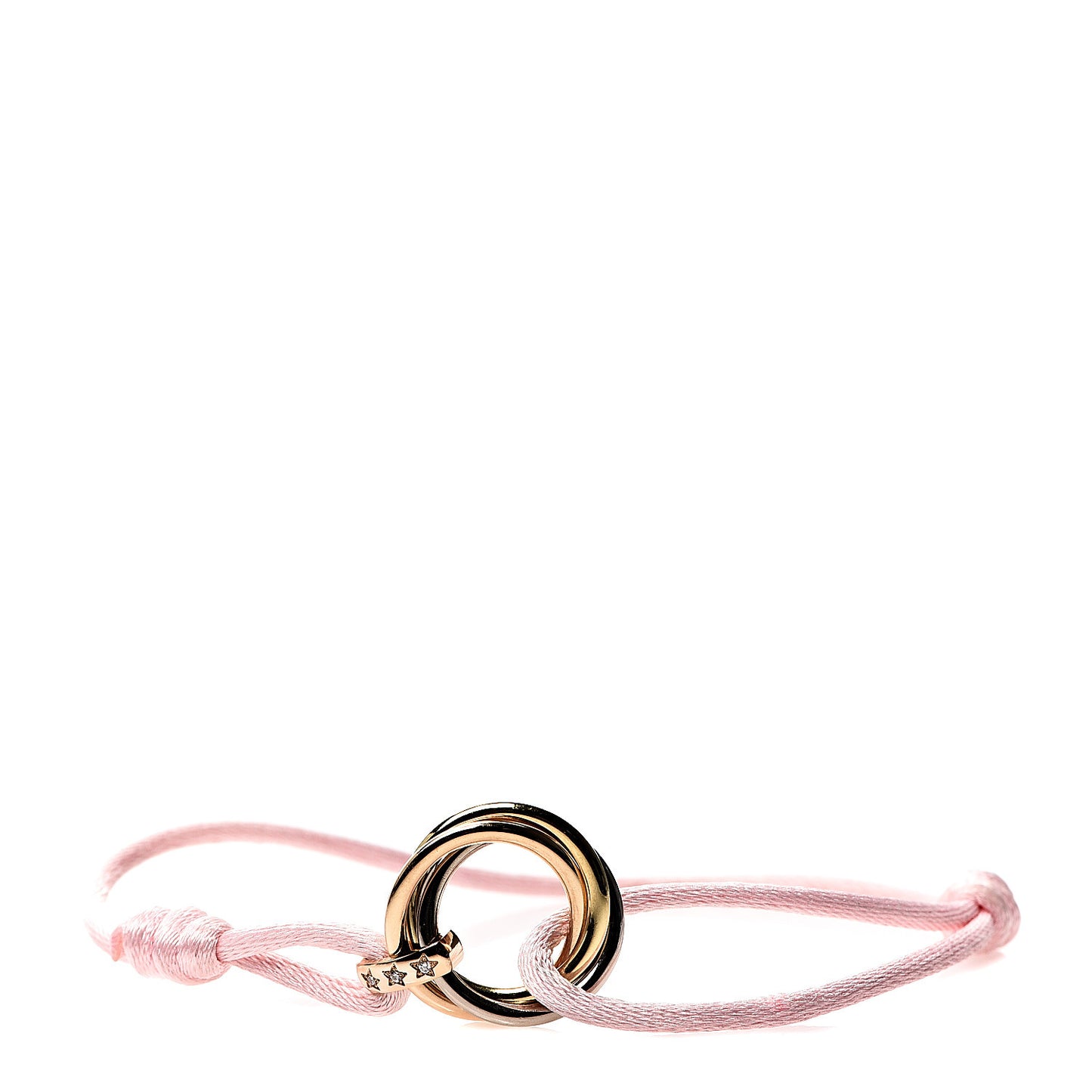 18K Pink Yellow White Gold Diamond Trinity Star Adjustable Cord Bracelet Pink
