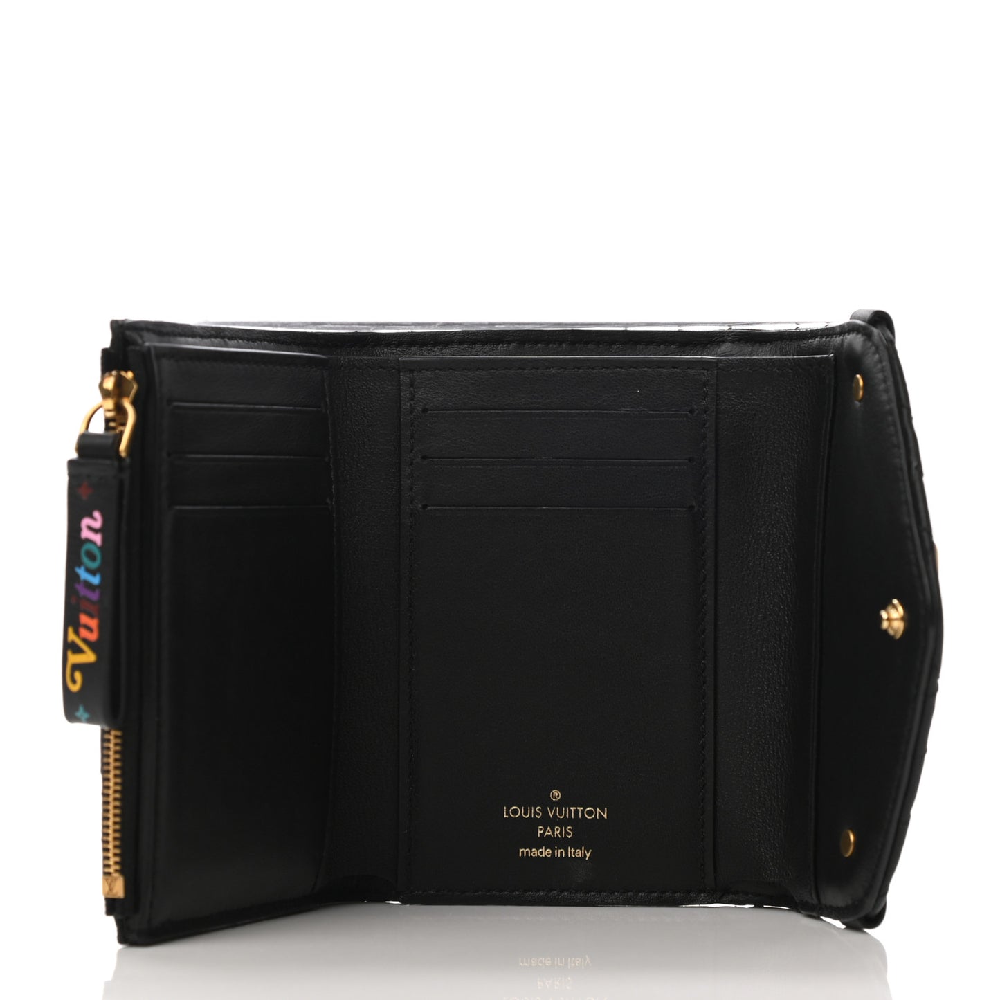 Calfskin New Wave Compact Wallet Black