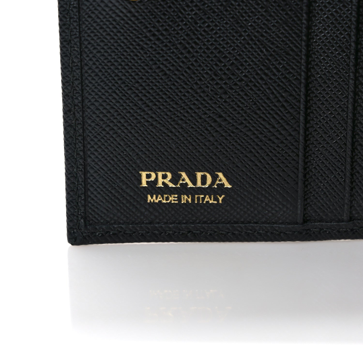 Prada Saffiano Triangle Bi-Fold Wallet Black 6 of 8