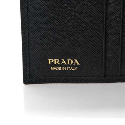 Prada Saffiano Triangle Bi-Fold Wallet Black 6 of 8