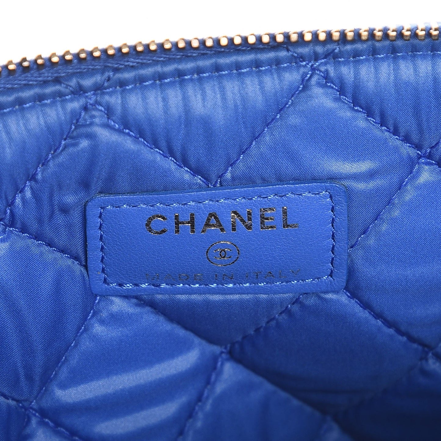 Lambskin Quilted Medium Boy Cosmetic Case Blue