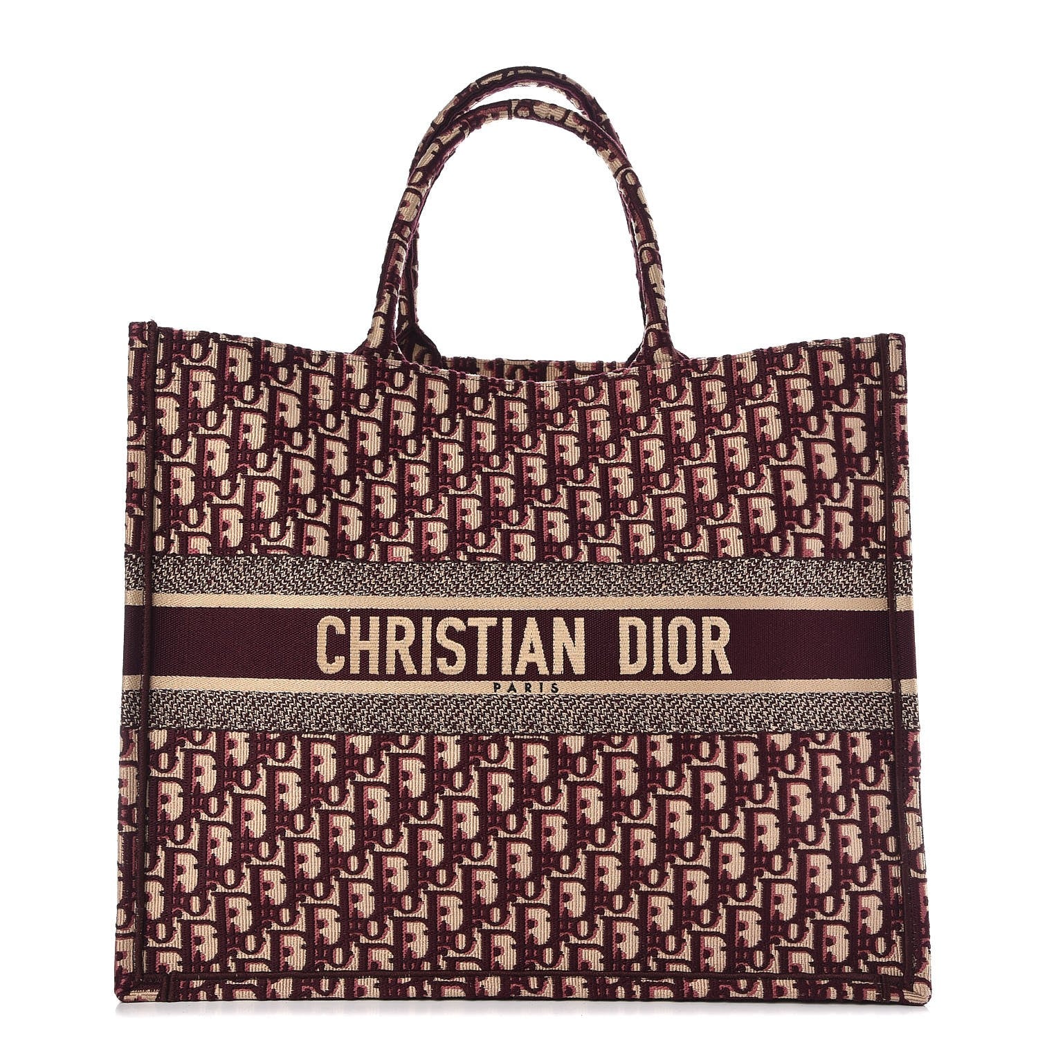 Christian Dior Oblique Large Book Tote Burgundy Multicolor 1 of 12