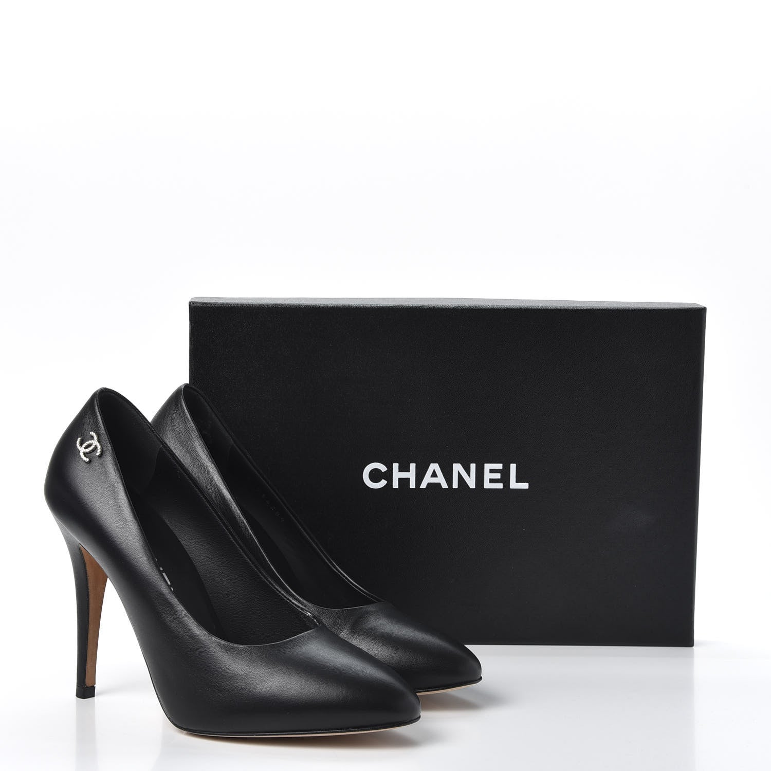 Chanel Lambskin CC Pumps 37.5 Black 12 of 12