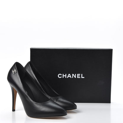 Chanel Lambskin CC Pumps 37.5 Black 12 of 12