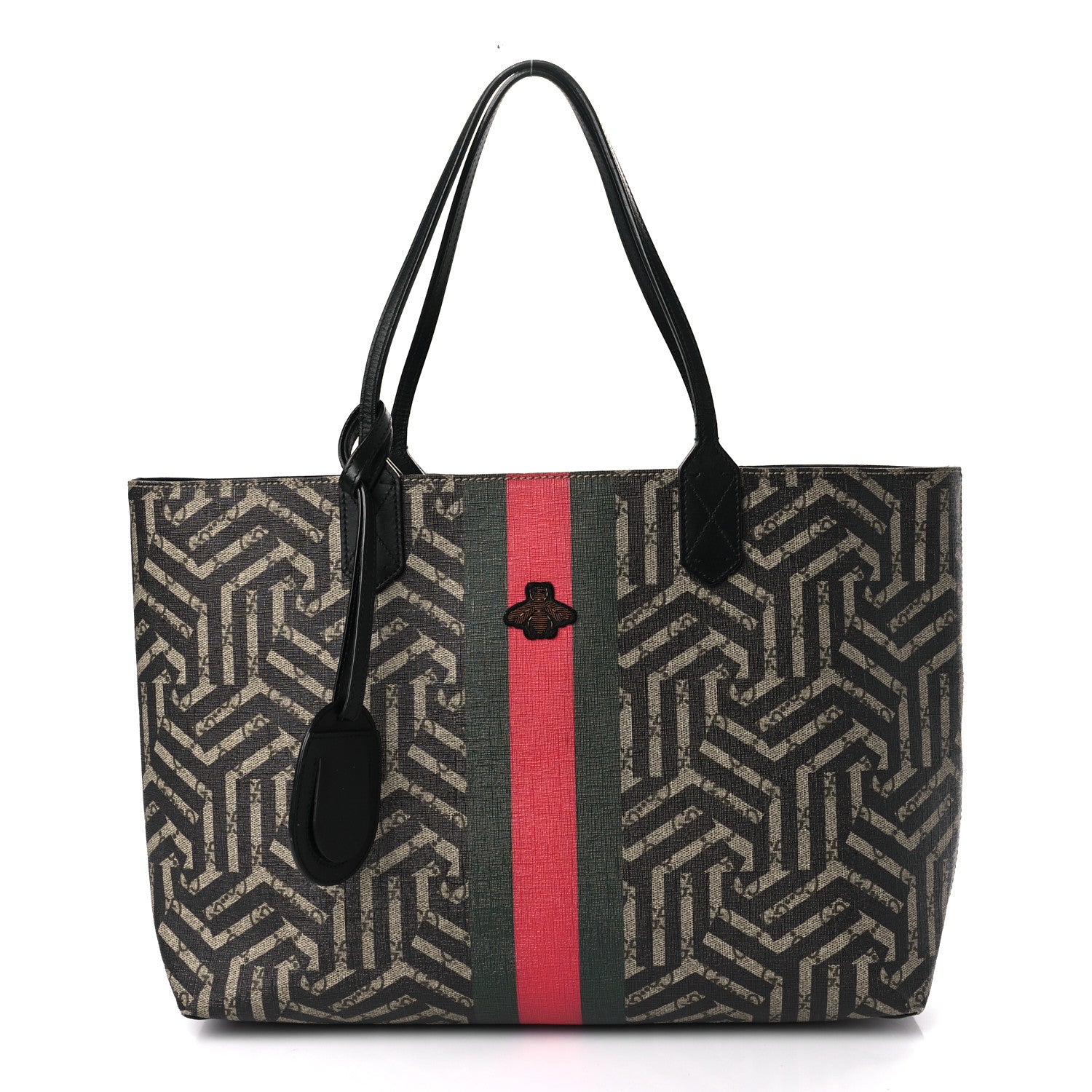 Gucci GG Supreme Monogram Caleido Web Medium Tote Beige Ebony 1 of 9