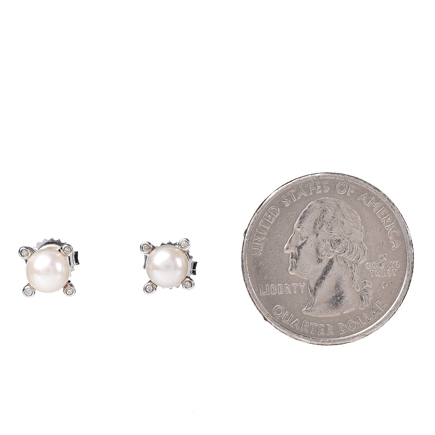 Sterling Silver Diamond Pearl 7mm Earrings