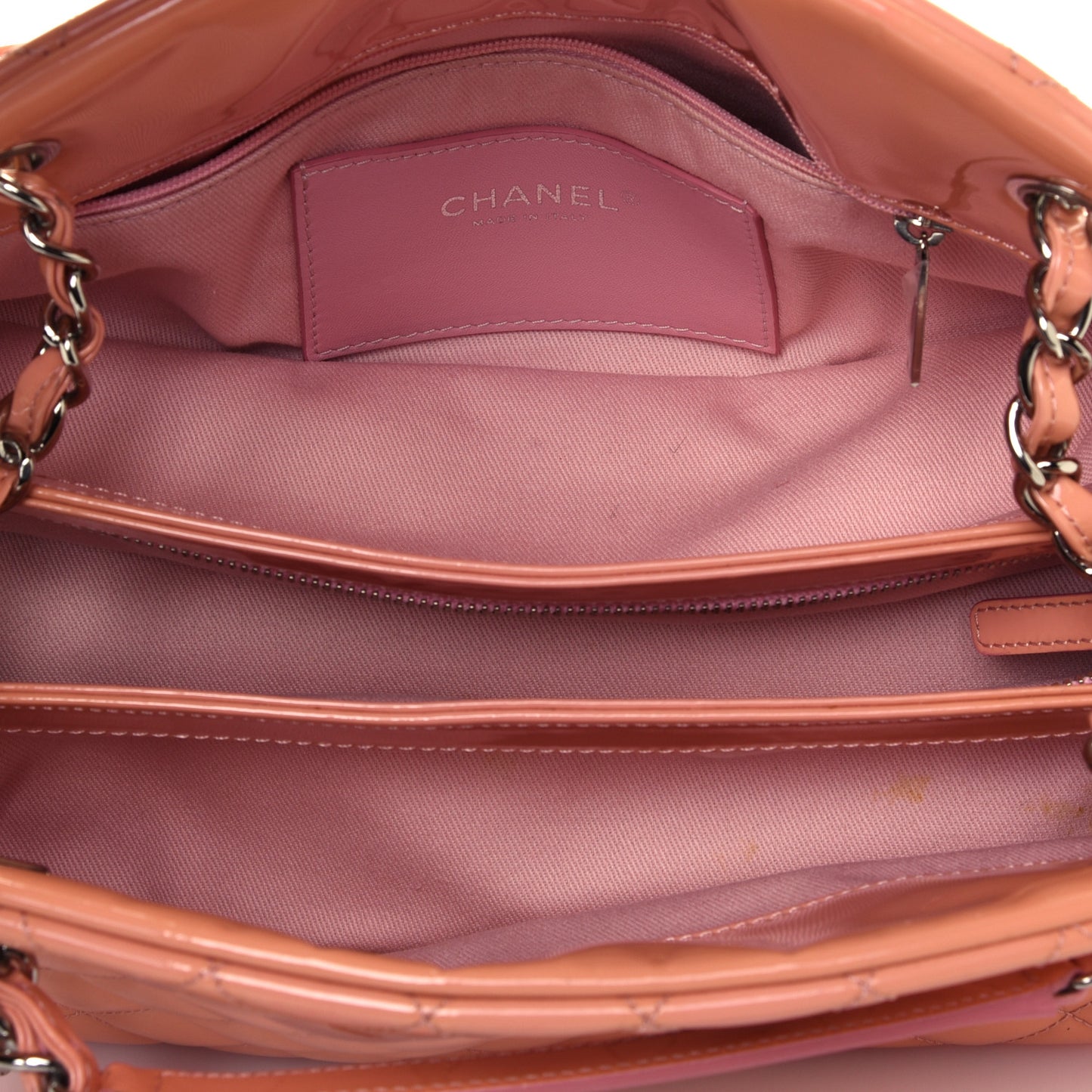 Patent Quilted Medium Just Mademoiselle Bowling Bag Pink