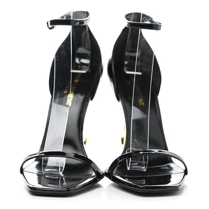 Saint Laurent Patent Calfskin Opyum 110 Sandals 38.5 Black Gold 2 of 9