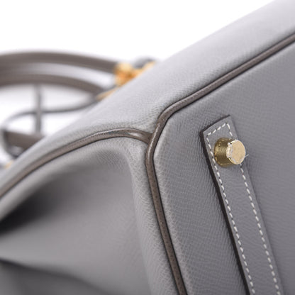 Hermes Epsom Horseshoe Birkin 30 Etain Gris Mouette 9 of 14