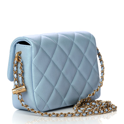 Chanel Iridescent Caviar Quilted Mini My Perfect Flap Light Blue 3 of 13