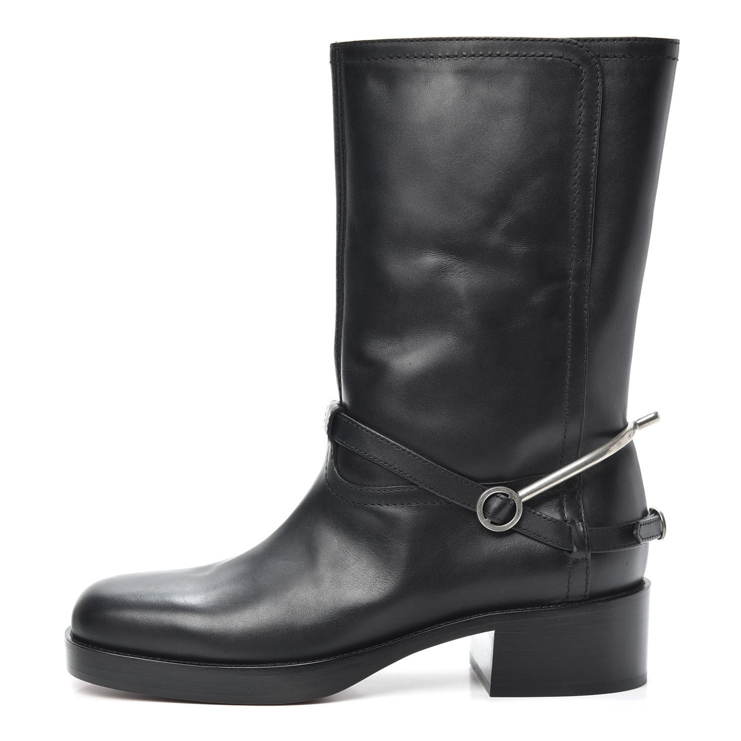 Shiny Calfskin Diorider Low Boot 38 Black