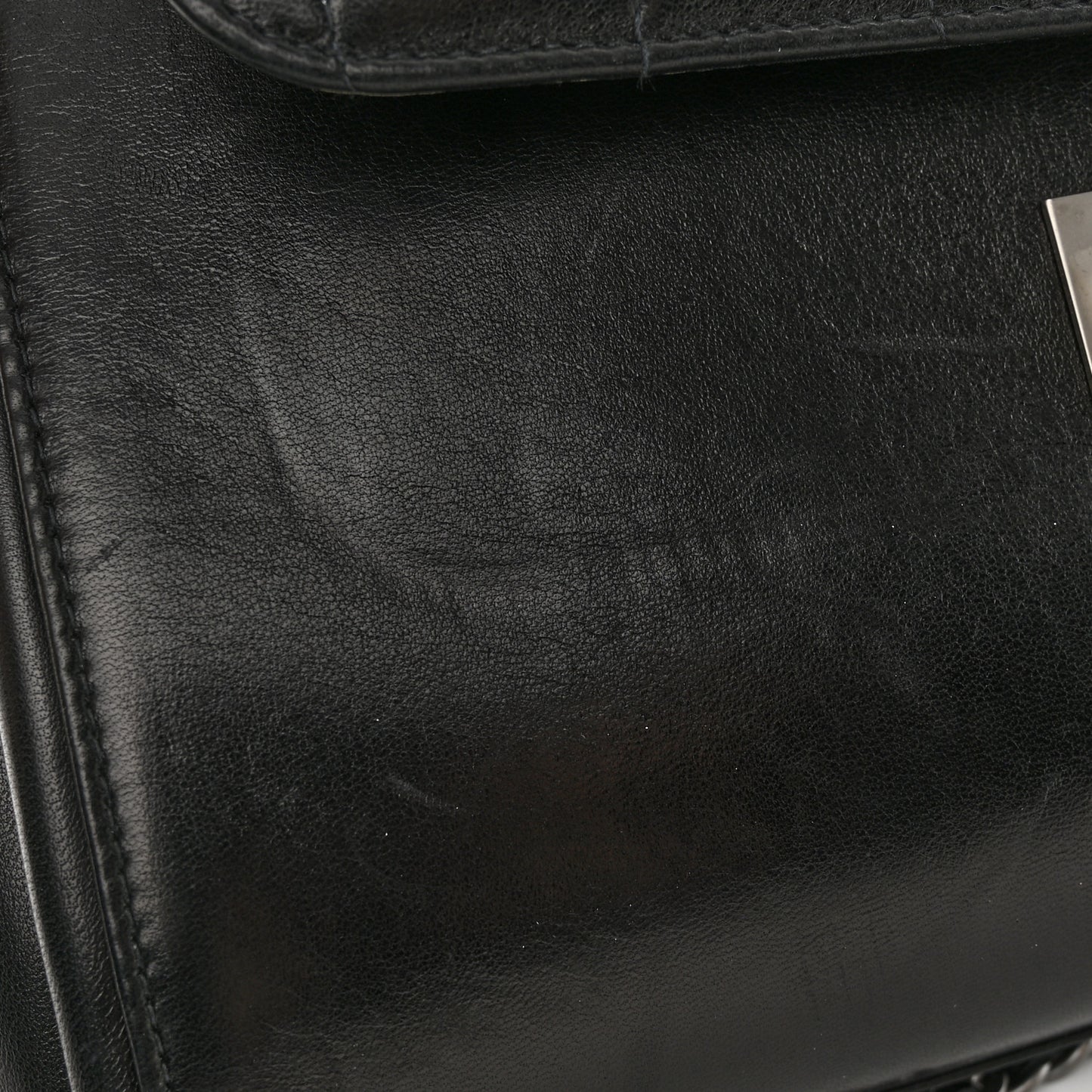 Lambskin Chocolate Bar Accordion Mademoiselle Flap Black