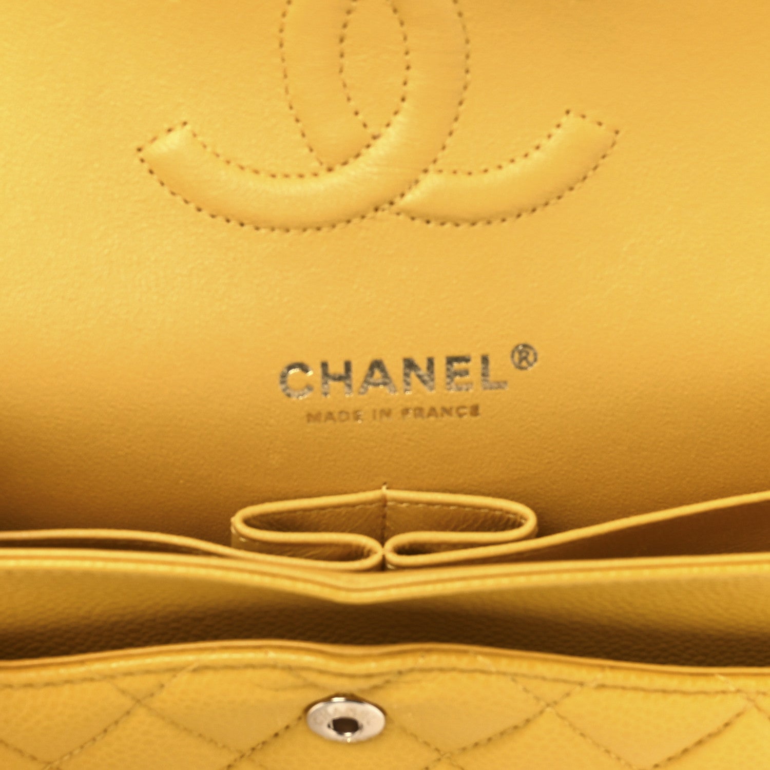 Chanel Caviar Quilted Medium Double Flap Yellow 4 of 12