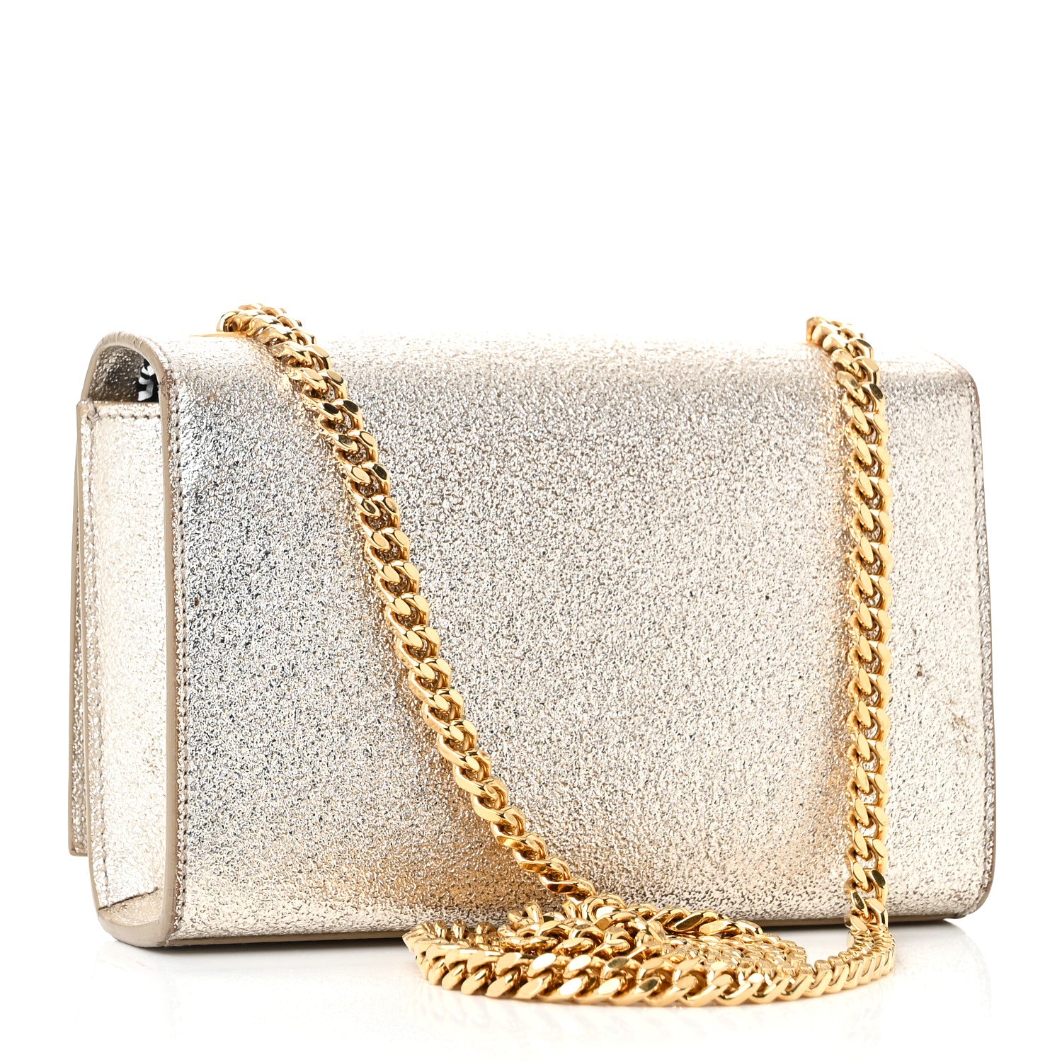 Saint Laurent Metallic Calfskin Small Classic Monogram Kate Satchel Platine 3 of 10