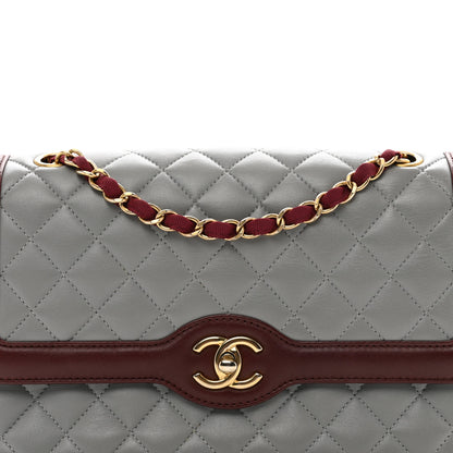 Chanel Lambskin Quilted Medium Two Tone Day Flap Grey Burgundy Grey Burgundy 5 of 11