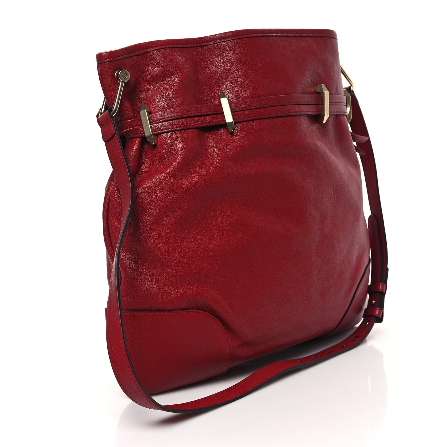 Sakai Be Green Calfskin Horsebit 1955 Cinch Top Messenger Bag New Cherry Red