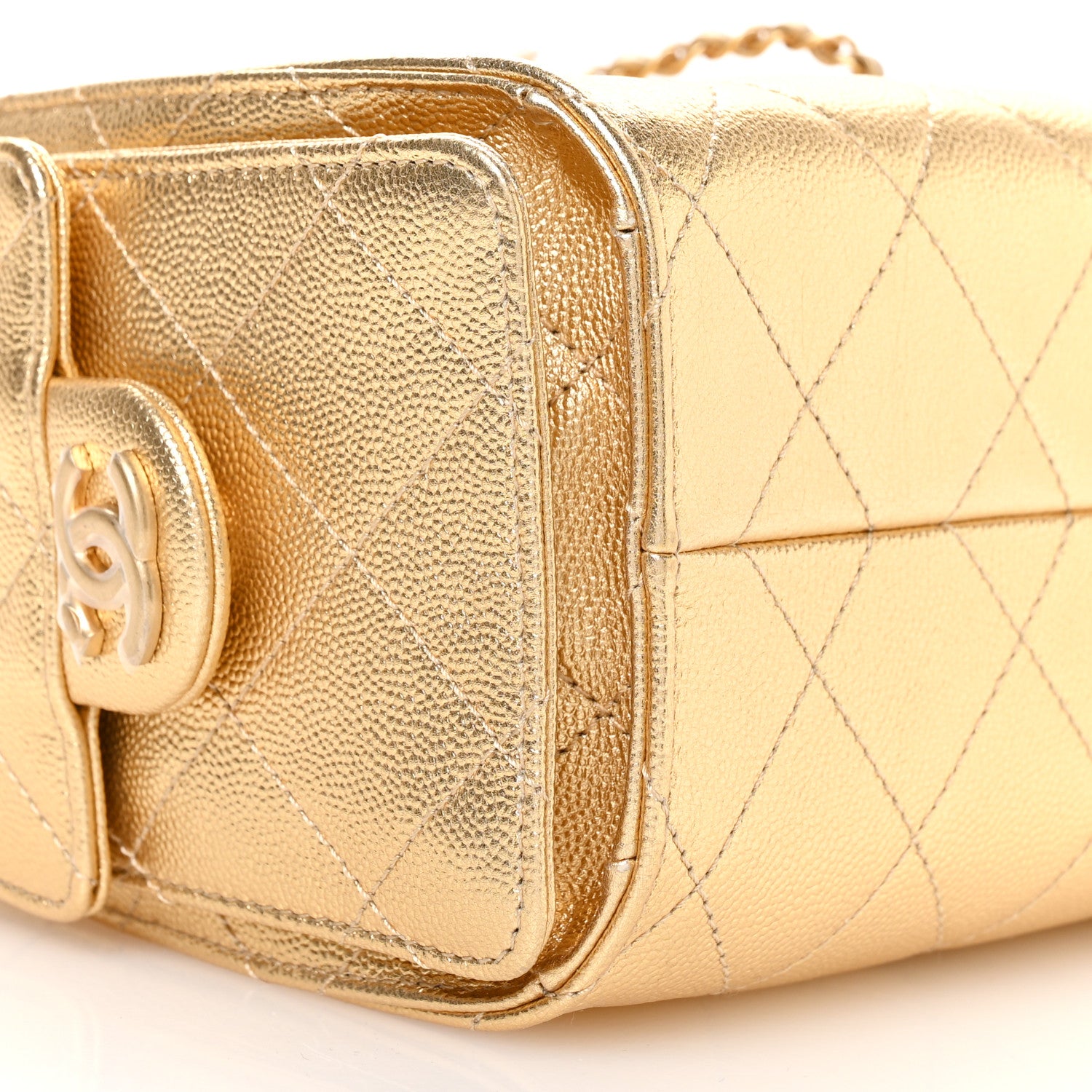 Chanel Metallic Caviar Quilted Mini Chanel 25 Handbag Gold 9 of 11