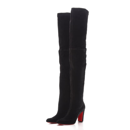 Christian Louboutin Veau Velours Stretch Gena 85 Over The Knee Boots 39 Black 2 of 10