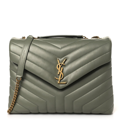 Saint Laurent Calfskin Y Quilted Monogram Medium Loulou Chain Satchel Light Sage 1 of 9