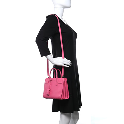 Saint Laurent Calfskin Nano Sac De Jour Lipstick Fuchsia 2 of 9