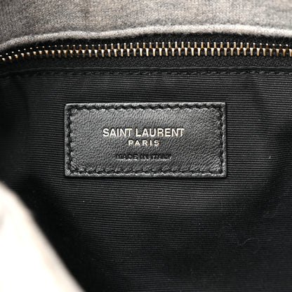 Saint Laurent Jersey Quilted Medium Loulou Puffer Monogram Chain Satchel Grey Cloud 6 of 10