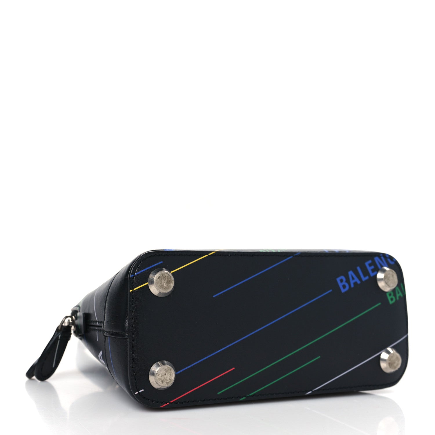 Balenciaga Calfskin Logo Print XXS Ville Top Handle Bag Black Multicolor 4 of 8