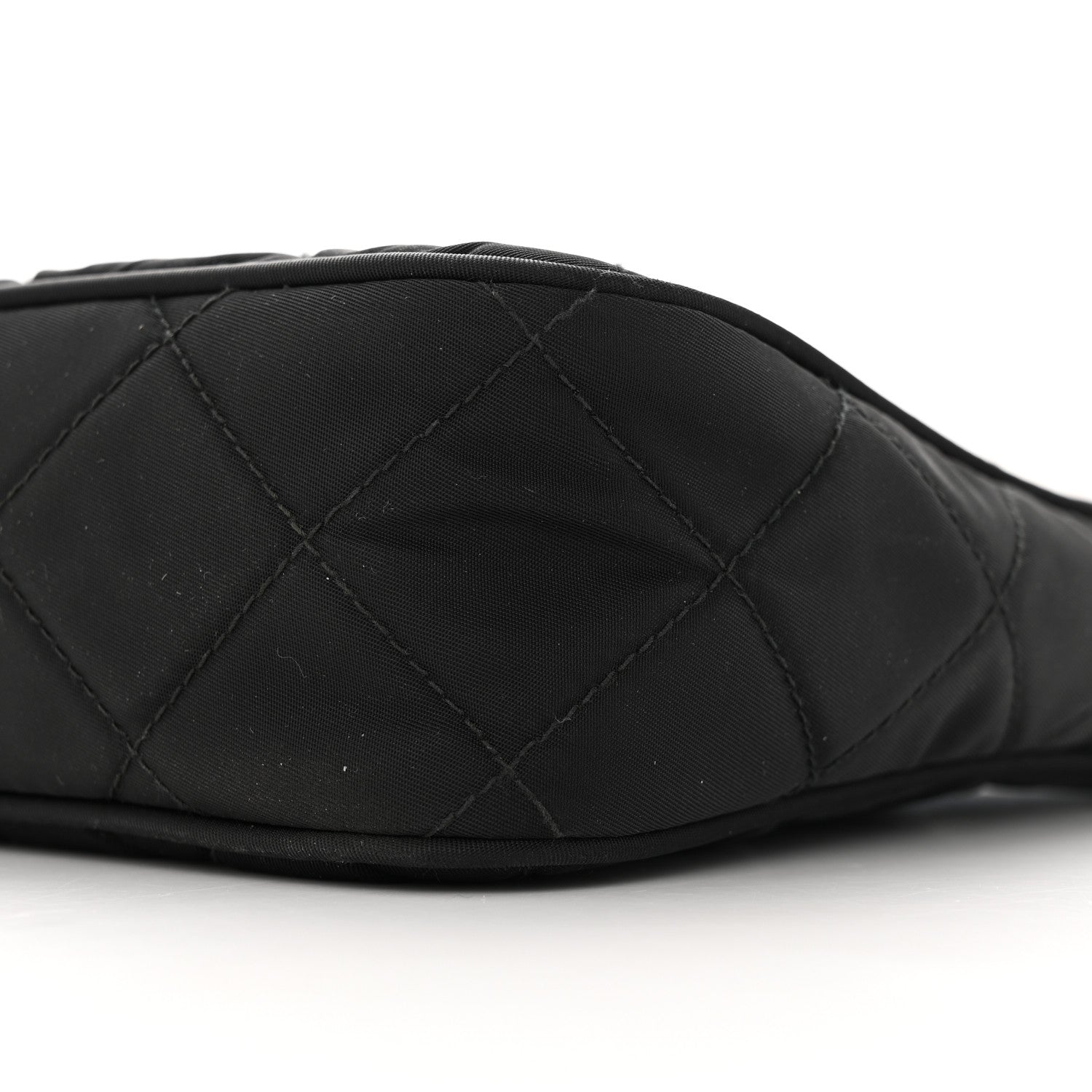 Prada Tessuto Nylon Stitched Shoulder Bag Black 10 of 13