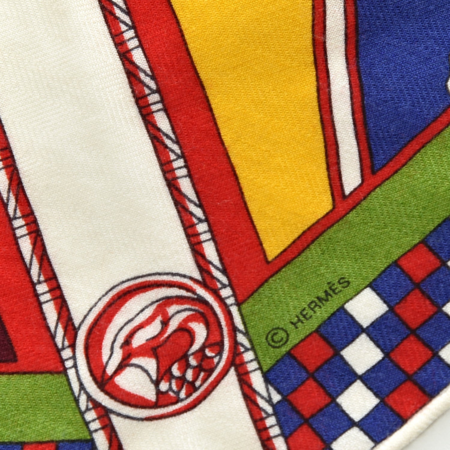 Hermes Cashmere Silk Harnais Francais Remix Losange Scarf MM 5 of 6