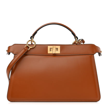 Fendi Vitello King Luxor Shiny Nappa Medium Peekaboo I SEE U East West Satchel Brandy Light Rose 1 of 11