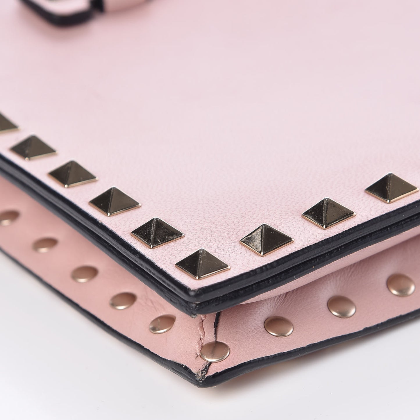 Nappa Rockstud Wristlet Clutch Water Rose