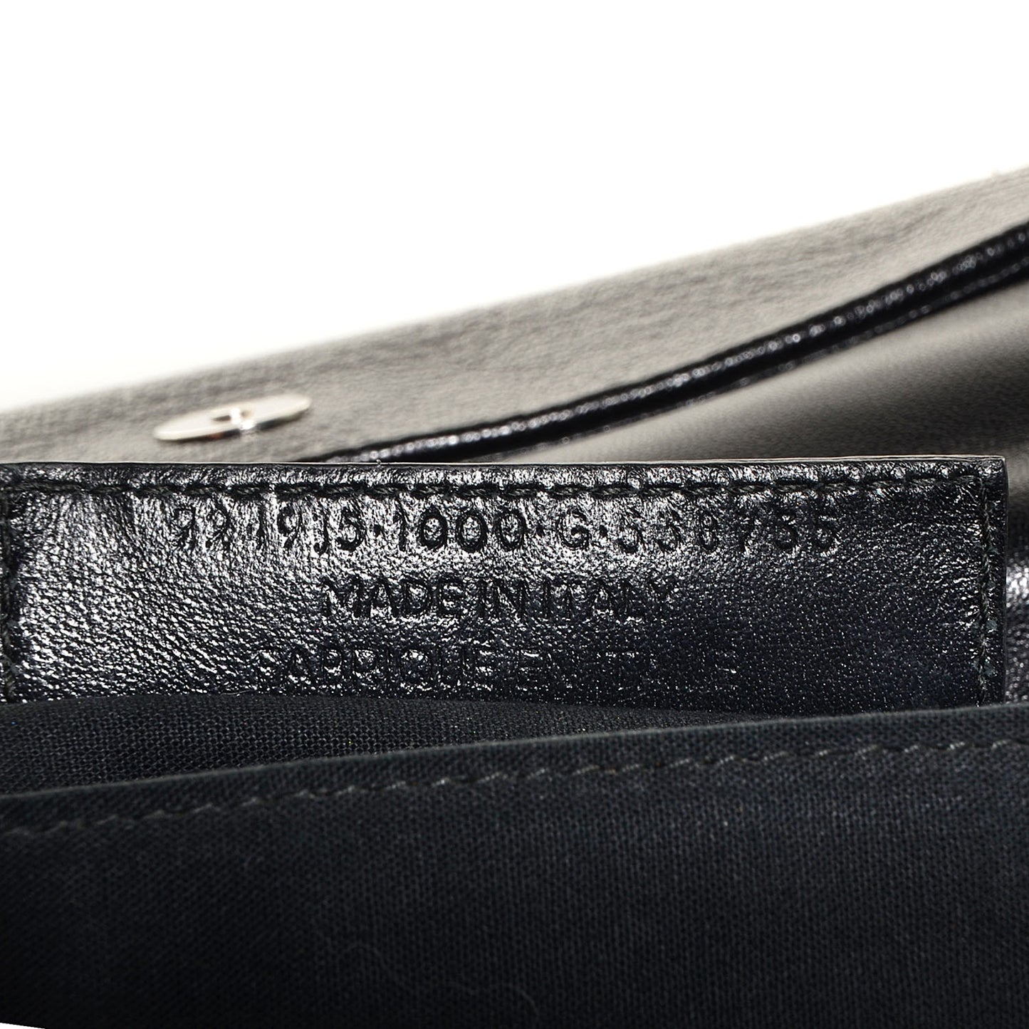 Chevre Metallic Edge Classic Silver Hardware Envelope Clutch Black