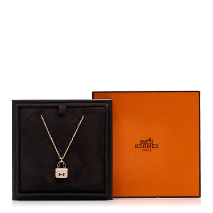 Hermes 18K Rose Gold Diamond Constance Amulettes Pendant Necklace 6 of 6