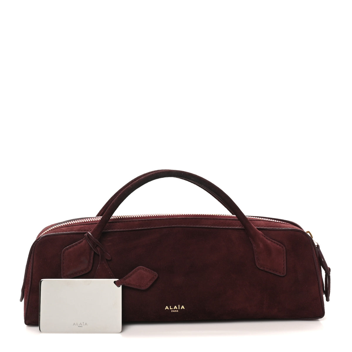 Suede Goatskin Teckel Clutch Rouge Grenat