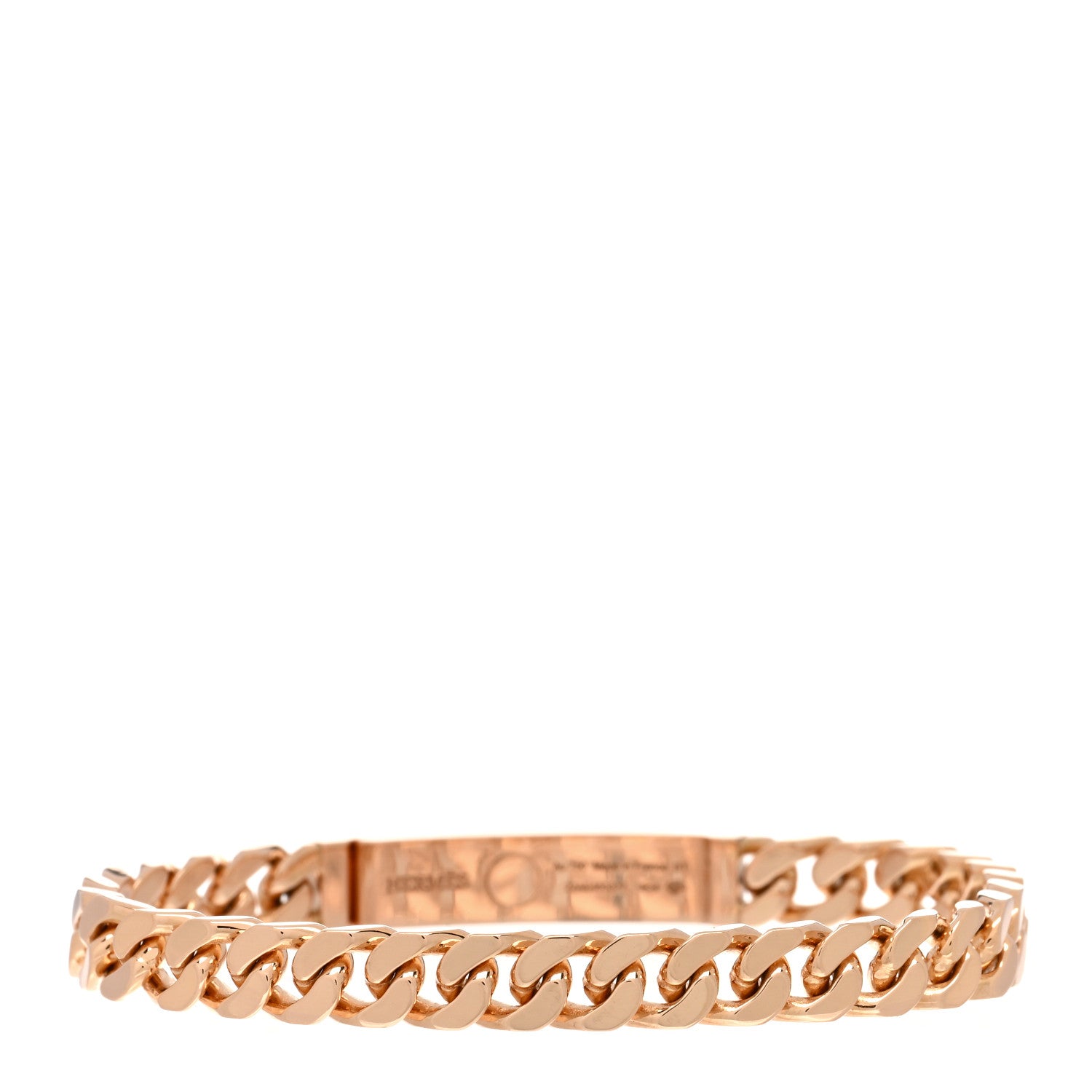 Hermes 18K Rose Gold Diamond PM Kelly Gourmette Bracelet ST 2 of 4