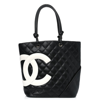 Chanel Calfskin Quilted Medium Cambon Tote Black White 1 of 8
