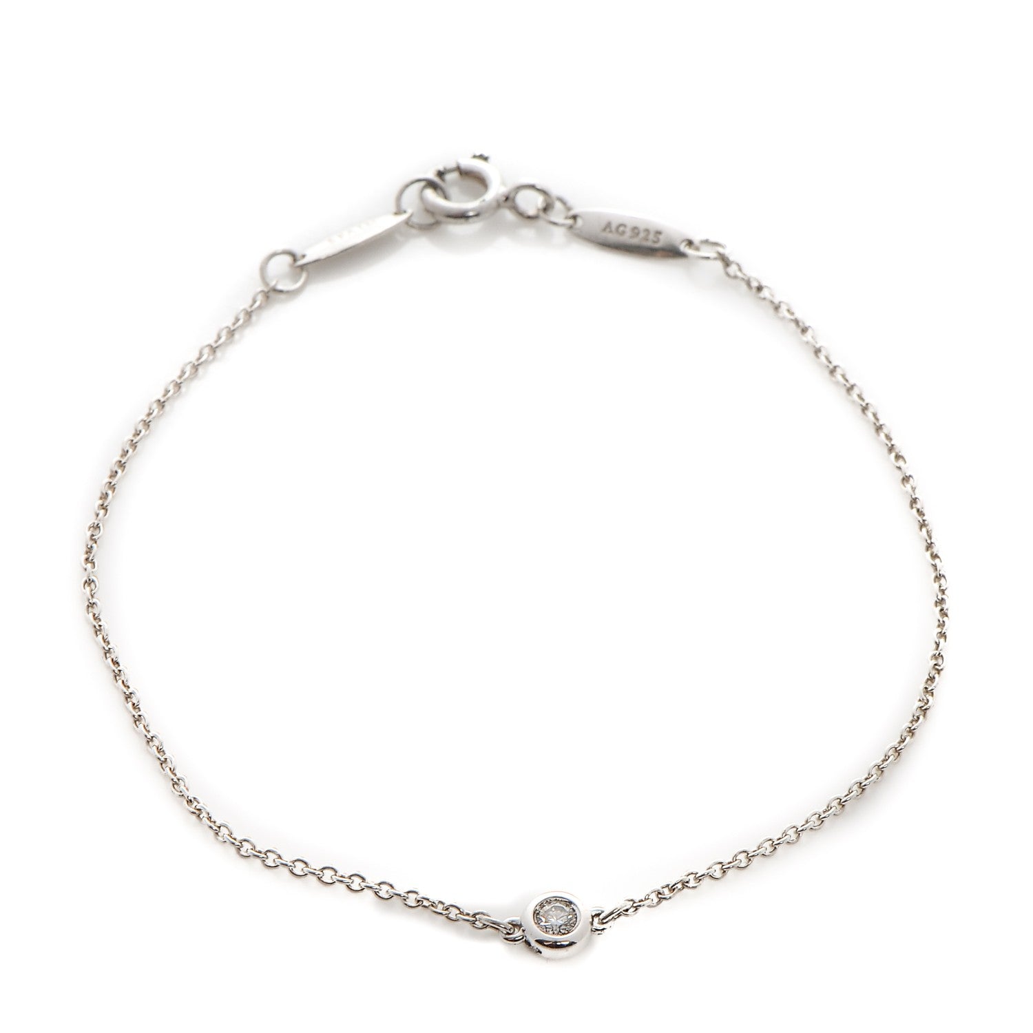 Tiffany Sterling Silver Diamond .05ct Elsa Peretti Diamonds by the Yard Bracelet 1 of 10