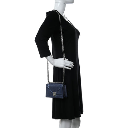 Christian Dior Metallic Patent Micro-Cannage Mini Diorama Flap Bag Blue 2 of 9