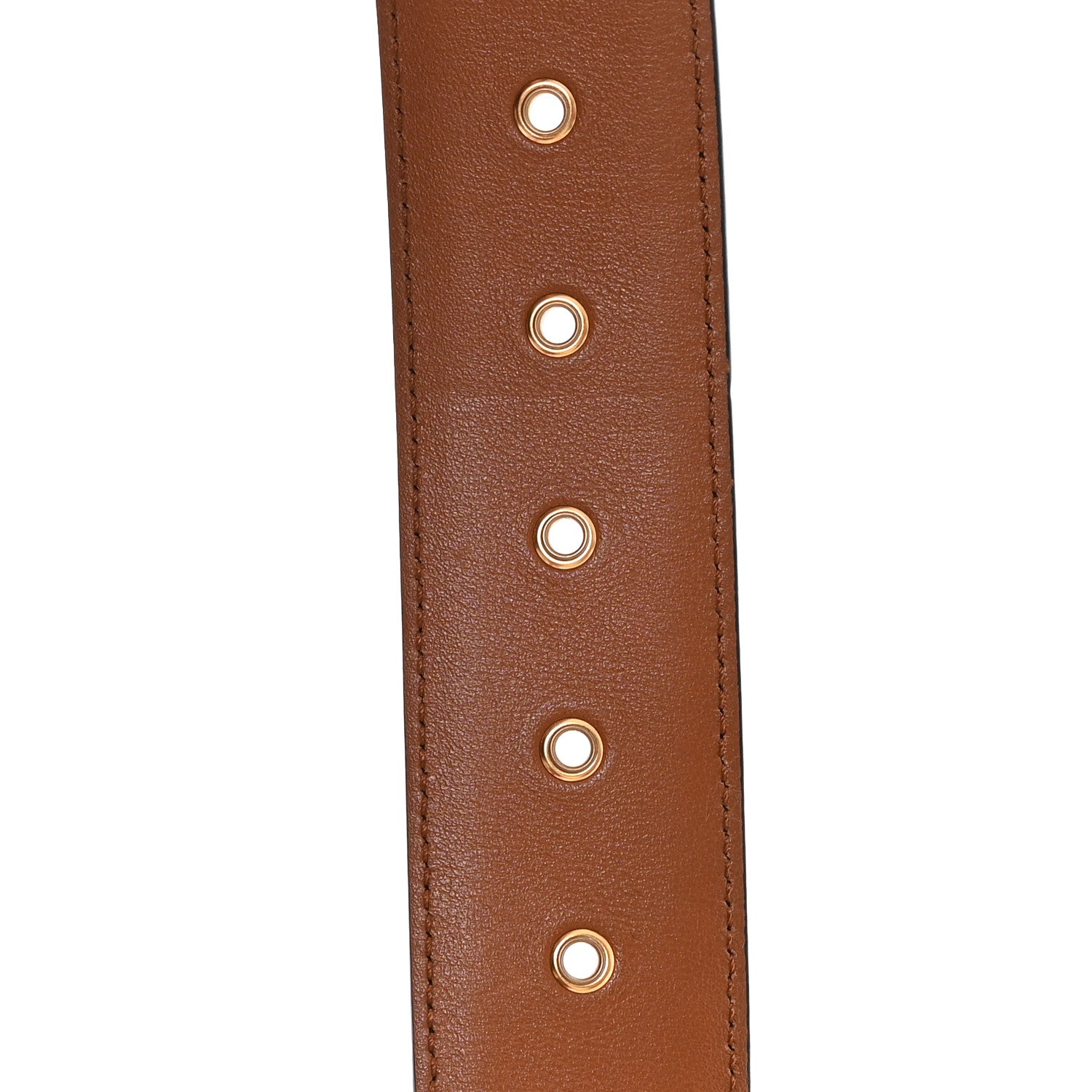 Valentino Garavani Canvas Glossy Calfskin VLogo 90 36 Belt Saddle Brown 4 of 5