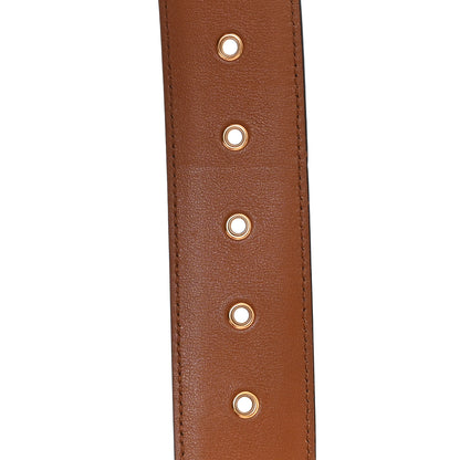 Valentino Garavani Canvas Glossy Calfskin VLogo 90 36 Belt Saddle Brown 4 of 5